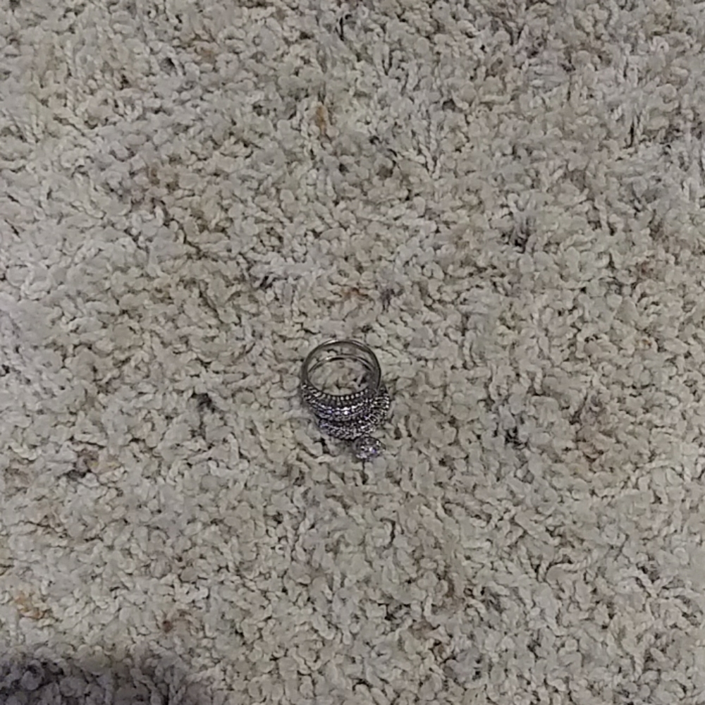 Real diamond and real silver ring set